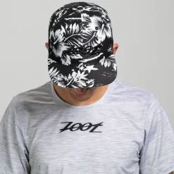Unisex Flat Bill - Black and White Floral