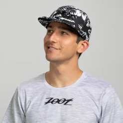Unisex Flat Bill - Black and White Floral