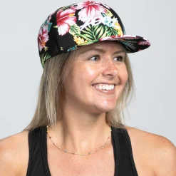 Unisex Flat Bill - Black Floral