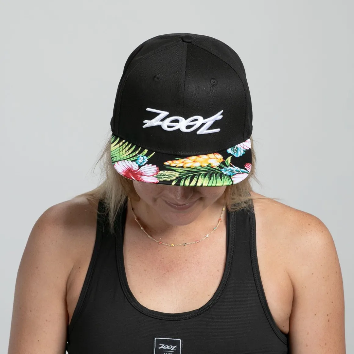 Unisex Flat Bill - Black/Black Floral Bill