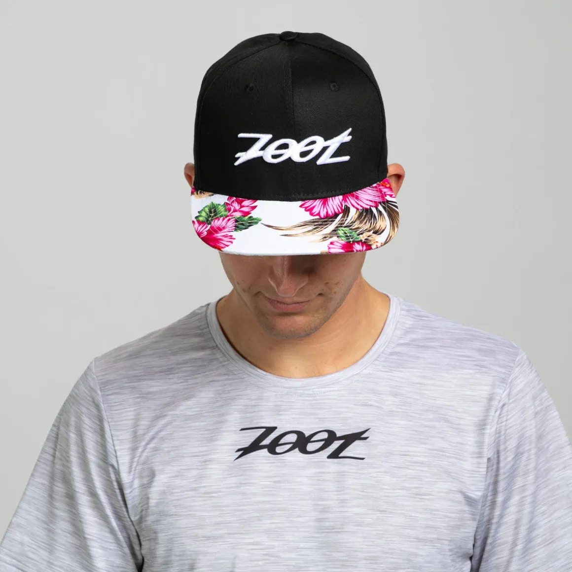 Unisex Flat Bill - Black/Pink Floral Bill