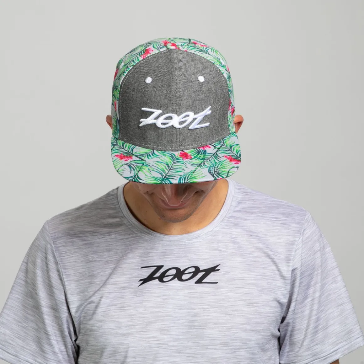Unisex Flat Bill - Denim/Green Floral