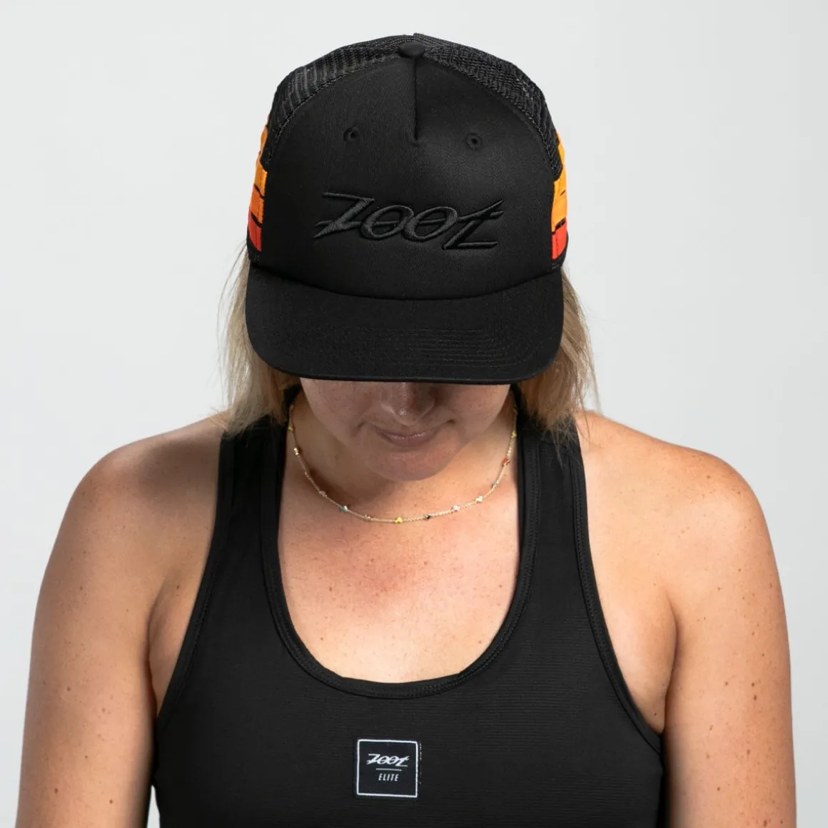 Unisex Flat Bill With Mesh - Black Stripes
