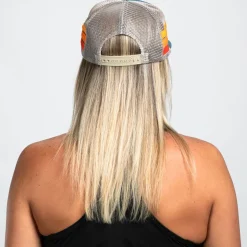 Unisex Flat Bill With Mesh - Teal Stripes