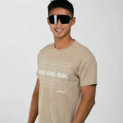 Unisex Swim Bike Run Tee - Tan