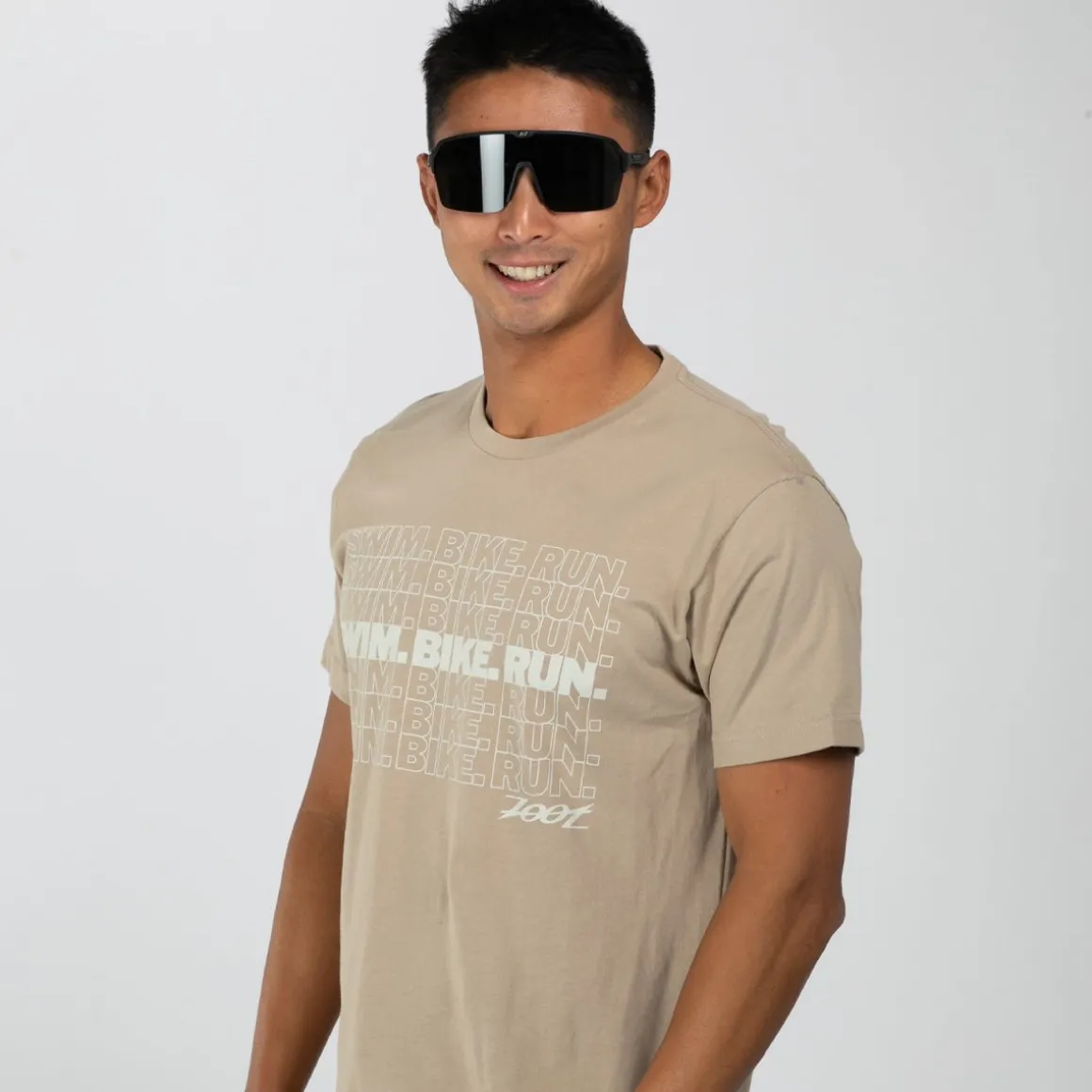 Unisex Swim Bike Run Tee - Tan