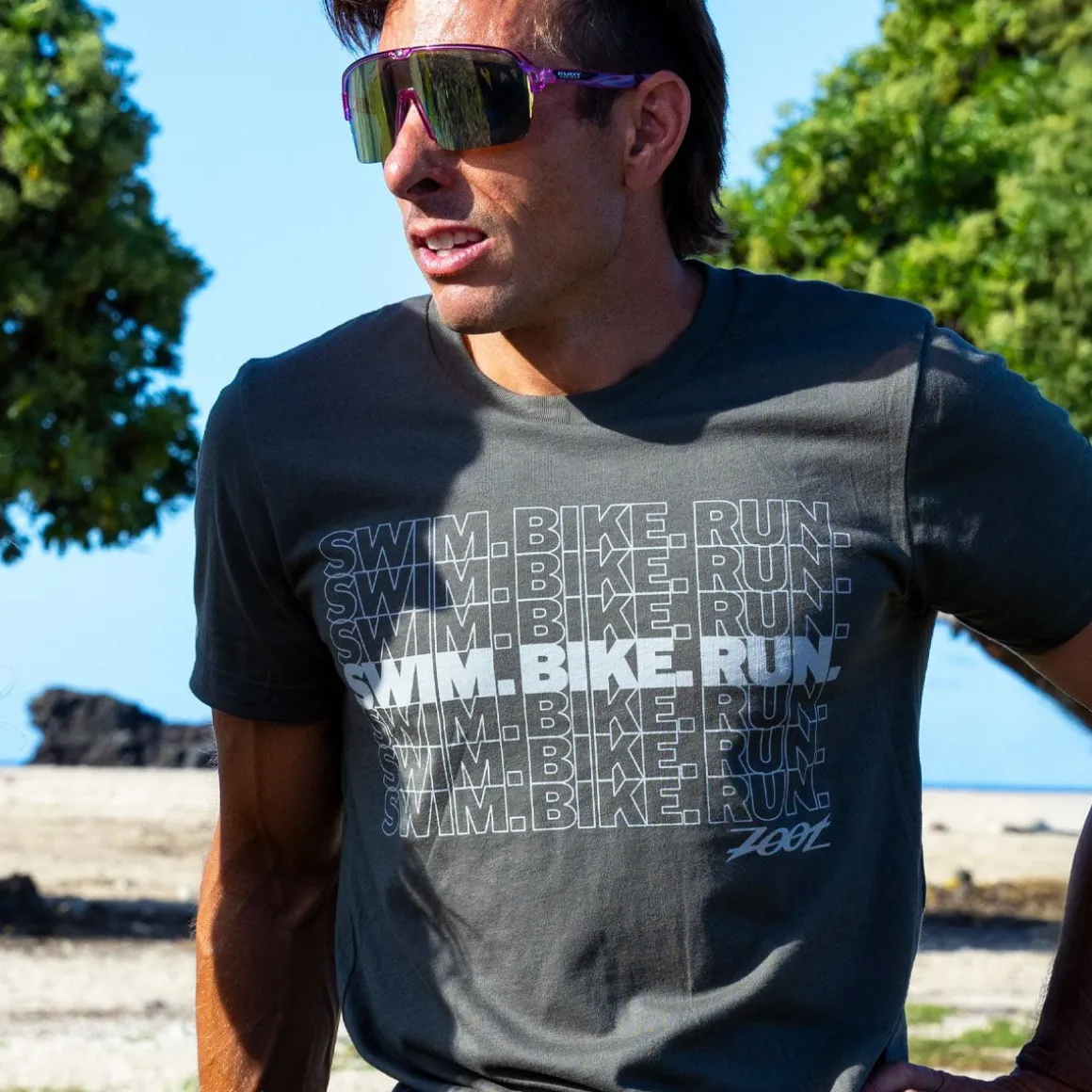 Unisex Swim Bike Run Tee - Army