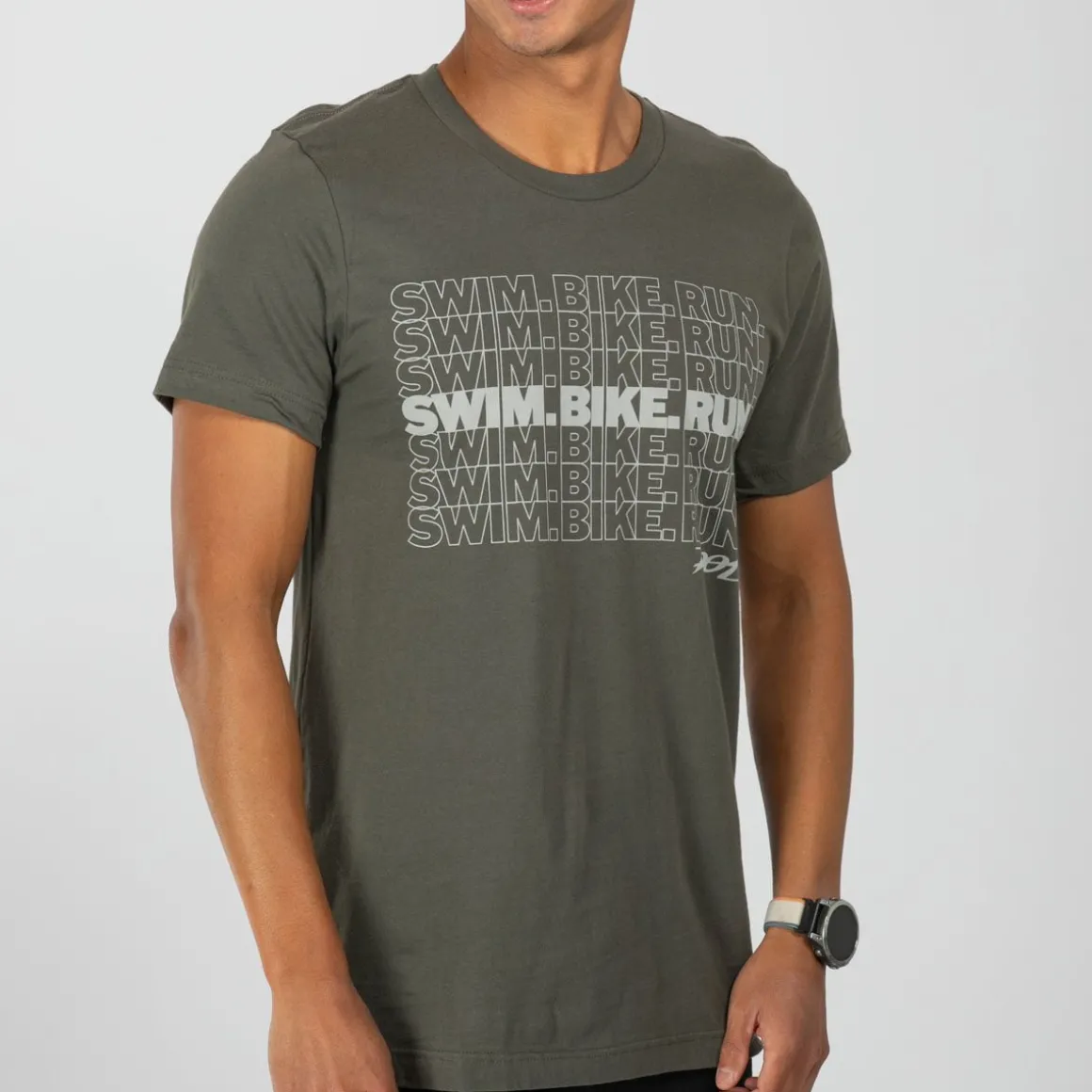 Unisex Swim Bike Run Tee - Army