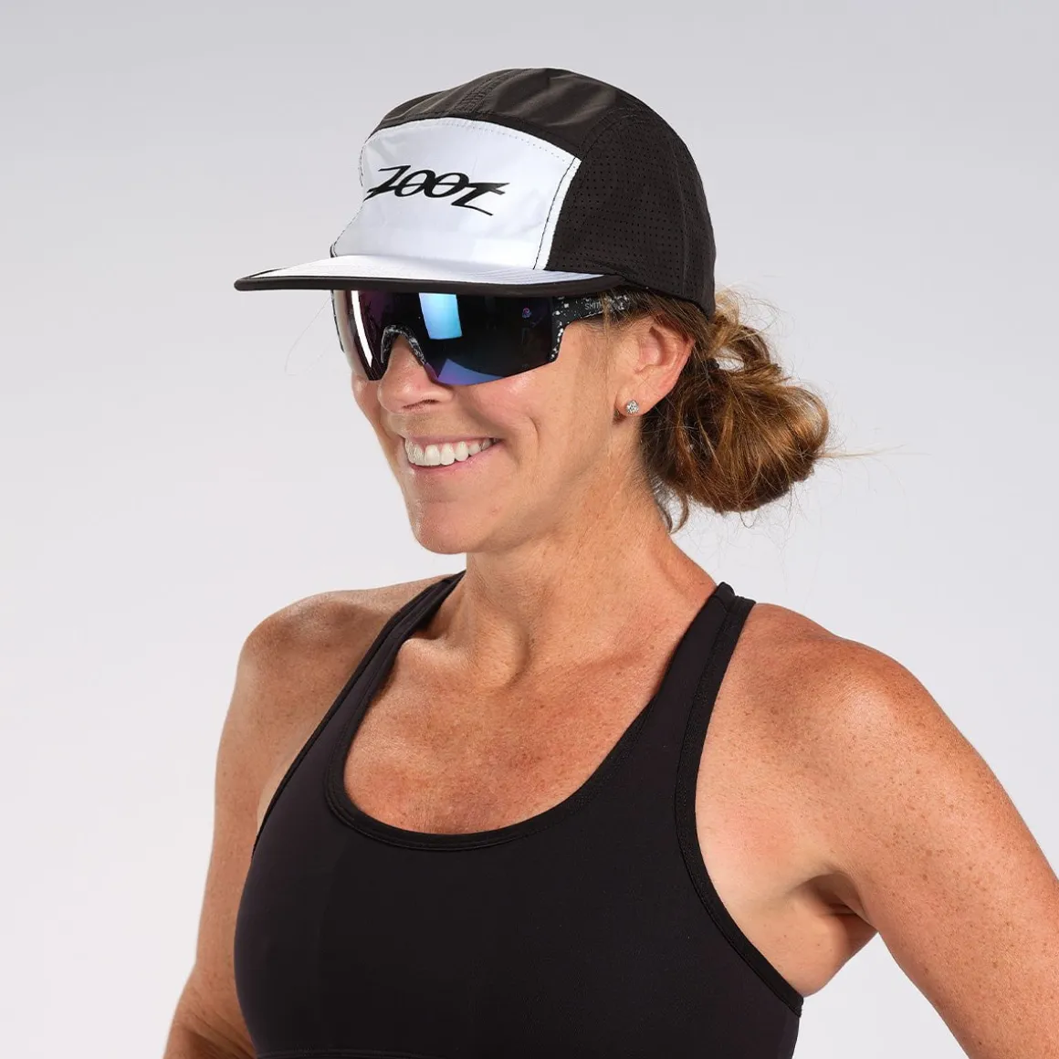 Unisex Tech 5-Panel Hat - Black/White