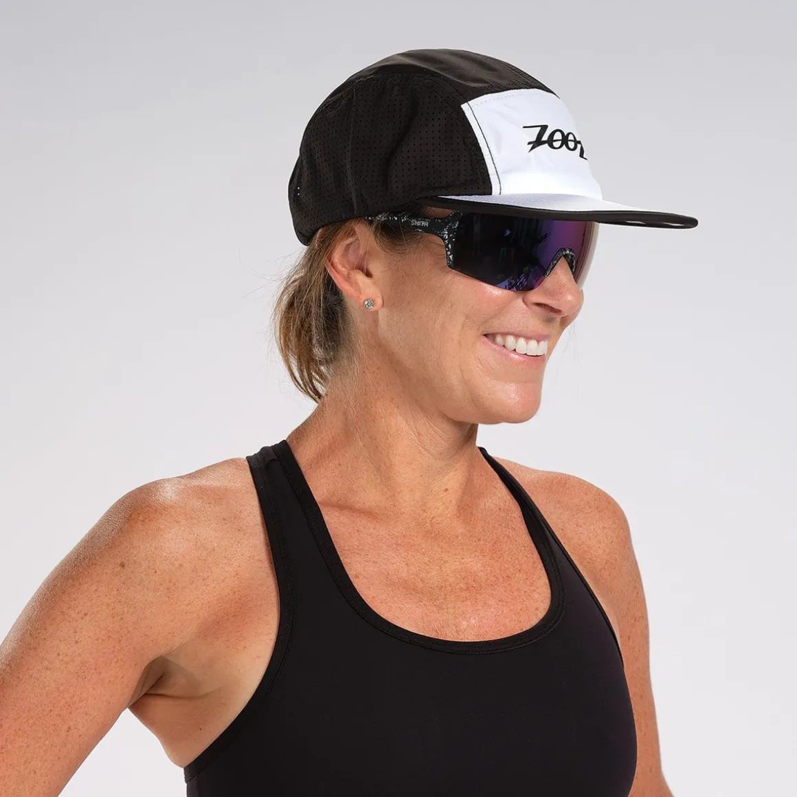 Unisex Tech 5-Panel Hat - Black/White
