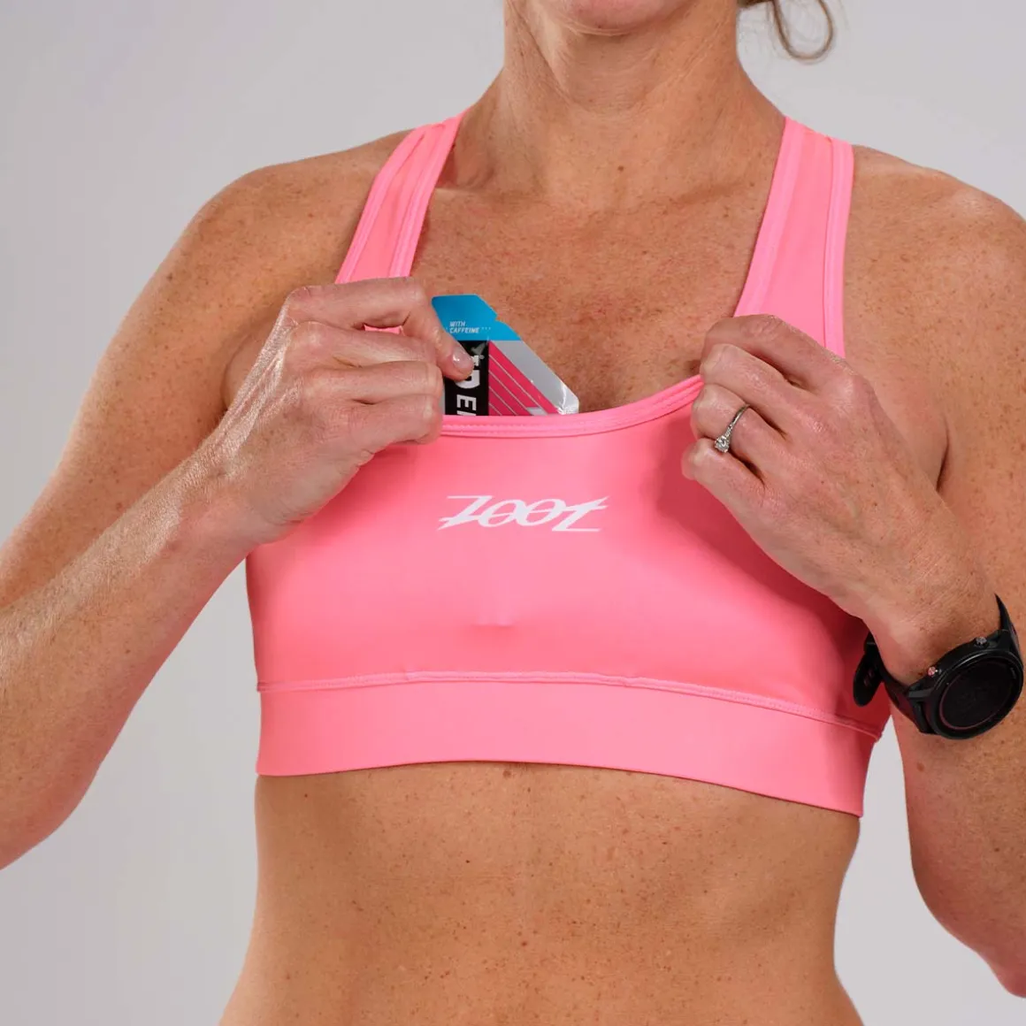 Women's LTD Run Bra - Neon Coral