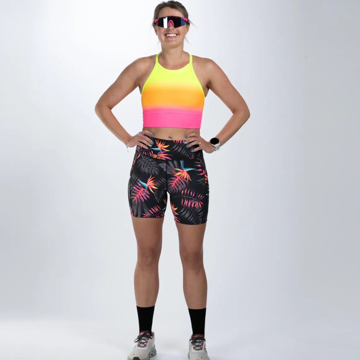 Women's Ltd Run Crop - Tropical Magic