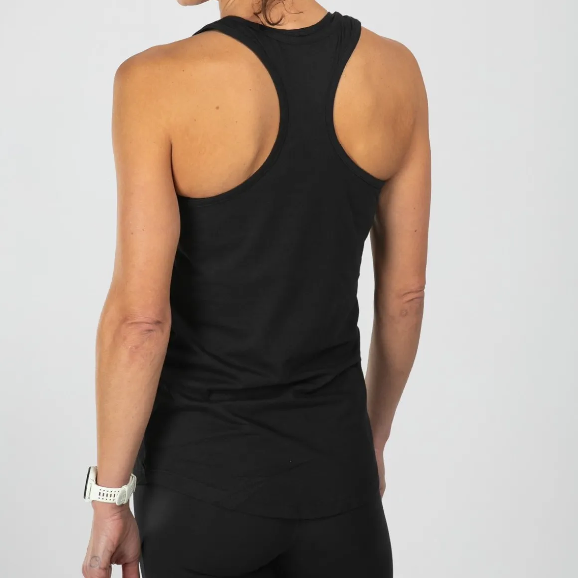 Women's Swim Bike Run Racerback Tank - Black