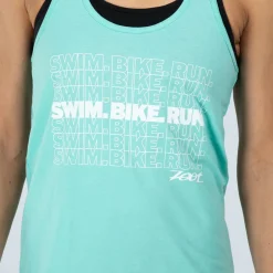 Women's Swim Bike Run Racerback Tank - Mint